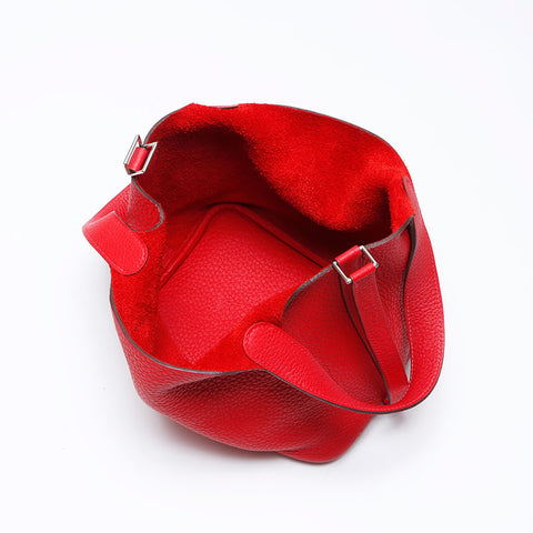 HERMES Taurillon Clemence Picotin Lock PM B stamp PM Handbag Red WS11977