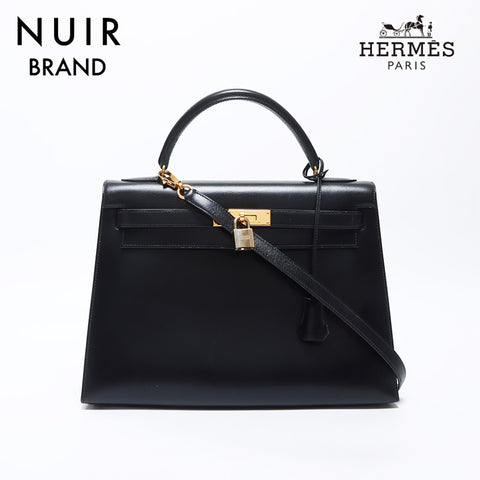 Hermes HERMES Kelly 32 ◻︎B Engraved 1998 Handbag Black WS11982
