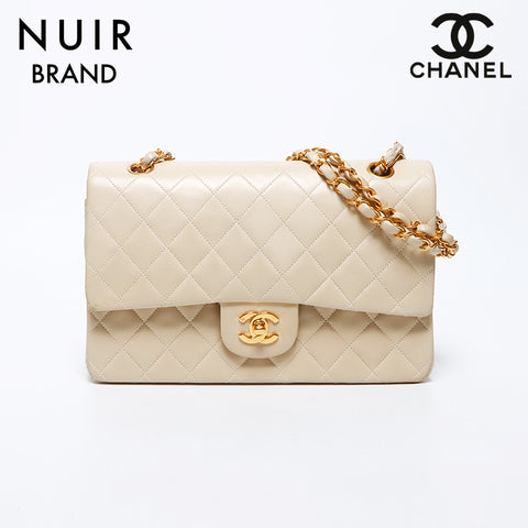 シャネル CHANEL 4番台 マトラッセ 25 2017 ダブルフラップ ダブルチェーン ラムスキン ショルダーバッグ ベージュ WS11995