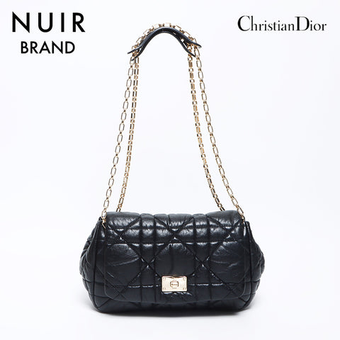 クリスチャンディオール Christian Dior Milly La Foret レザー カナージュ ショルダーバッグ ブラック WS12004