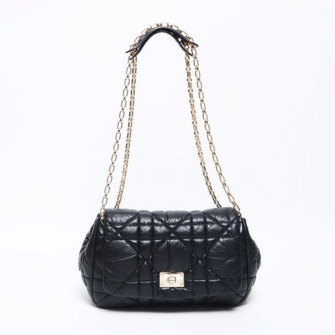 クリスチャンディオール Christian Dior Milly La Foret レザー カナージュ ショルダーバッグ ブラック WS12004