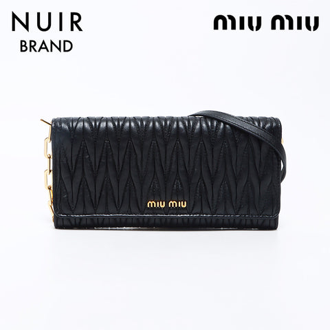 miu miu miu Matterasse链链钱包长钱包黑色WS12005