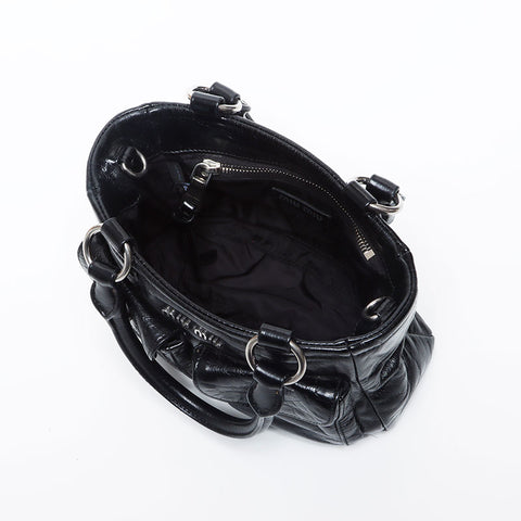 Miu Miu Miu Vittero Shine Leather Logo 21SS Small Silver Fittings 2022 Shoulder Bag Black WS12006