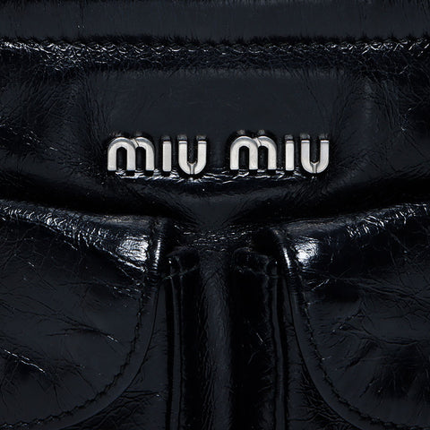 Miu Miu Miu Vittero Shine Leather Logo 21SS Small Silver Fittings 2022 Shoulder Bag Black WS12006