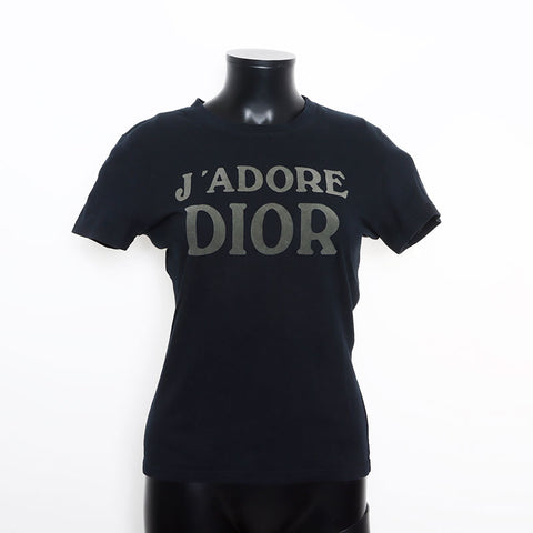 クリスチャンディオール Christian Dior J'ADORE DIOR Size:40 ロゴ ジャドール 半袖Ｔシャツ ブラック グレー WS12018