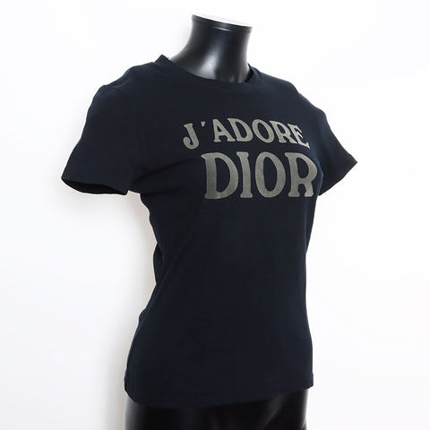 クリスチャンディオール Christian Dior J'ADORE DIOR Size:40 ロゴ ジャドール 半袖Ｔシャツ ブラック グレー WS12018