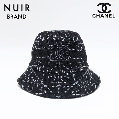 Chanel CHANEL Mixed Fiber Coco Mark Camellia Boa Size:S Hat Black WS12026