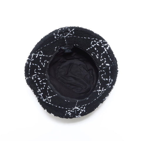 CHANEL Mixed Fiber COCO Mark Camellia Boa Size:S hat black WS12026