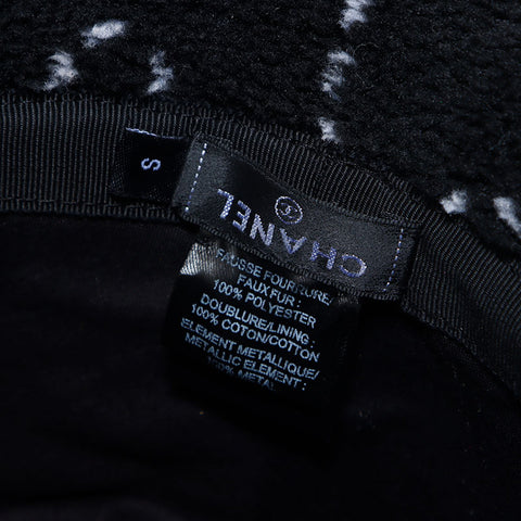 CHANEL Mixed Fiber COCO Mark Camellia Boa Size:S hat black WS12026