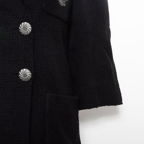 CHANEL Size:34 Tweed COCO Mark Embroidery P43057V31742 Cotton Double Jacket black WS12031