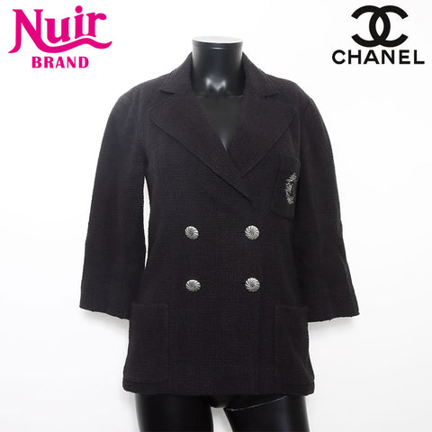 CHANEL Size:34 Tweed COCO Mark Embroidery P43057V31742 Cotton Double Jacket black WS12031