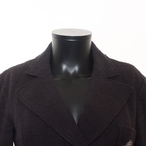 CHANEL Size:34 Tweed COCO Mark Embroidery P43057V31742 Cotton Double Jacket black WS12031