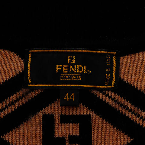 フェンディ FENDI Size:44 ズッカ ロゴ 半袖 ニット ブラウン WS12037