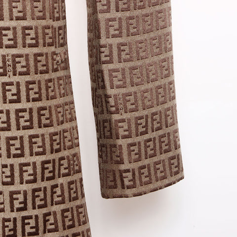 Fendi Größe: 40 Zucchino Muster All-Over Coat Beige WS12043