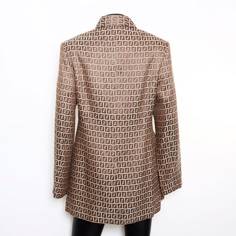 Fendi Größe: 40 Zucchino Muster All-Over Coat Beige WS12043
