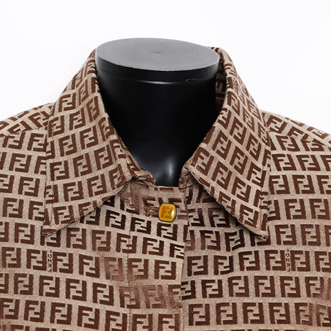 Fendi Größe: 40 Zucchino Muster All-Over Coat Beige WS12043
