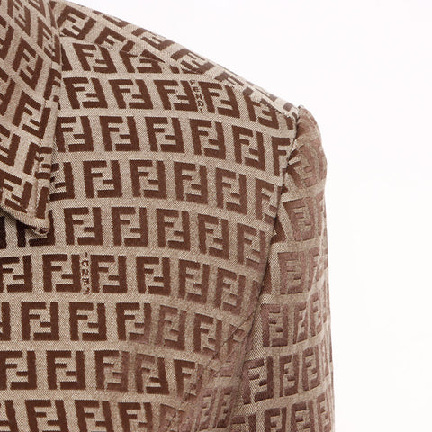 Fendi Größe: 40 Zucchino Muster All-Over Coat Beige WS12043