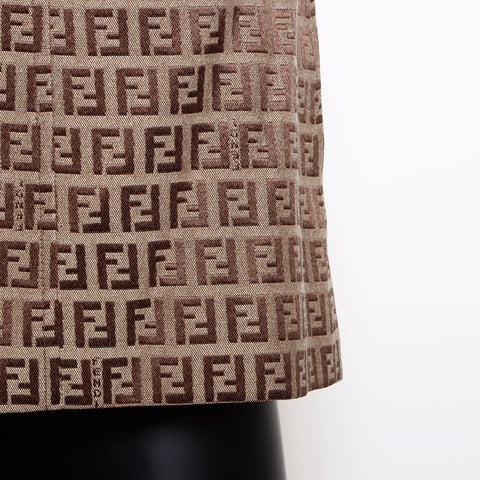 Fendi Größe: 40 Zucchino Muster All-Over Coat Beige WS12043