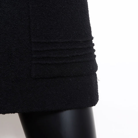 香奈儿可可商标按钮女士羊毛1990年代设置西装黑色WS12046