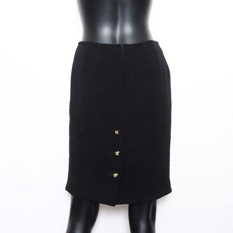 香奈儿可可商标按钮女士羊毛1990年代设置西装黑色WS12046