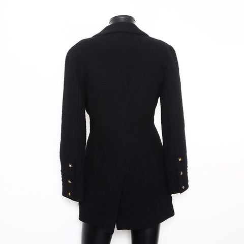 香奈儿可可商标按钮女士羊毛1990年代设置西装黑色WS12046