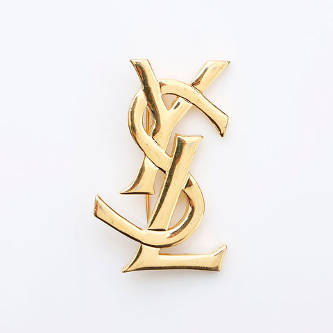Yves Saint Laurent YVES SAINT LAURENT logo YSL brooch gold WS12048