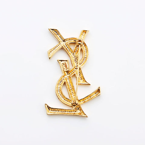 Yves Saint Laurent YVES SAINT LAURENT logo YSL brooch gold WS12048