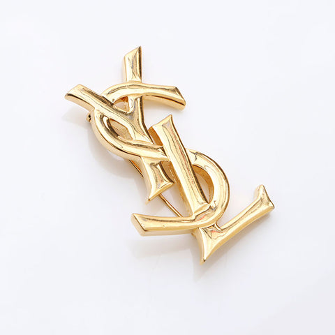 Yves Saint Laurent YVES SAINT LAURENT logo YSL brooch gold WS12048
