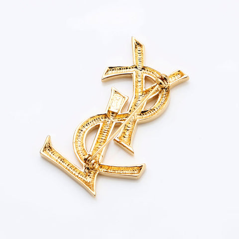 Yves Saint Laurent YVES SAINT LAURENT logo YSL brooch gold WS12048