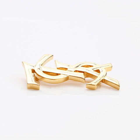 Yves Saint Laurent YVES SAINT LAURENT logo YSL brooch gold WS12048