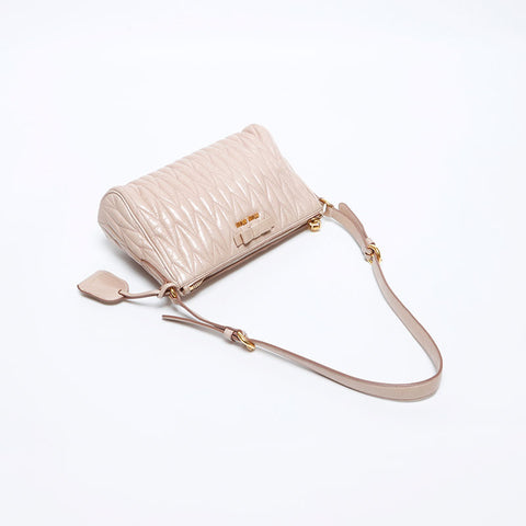 miu miu miu徽标丝带肩袋米色WS12051