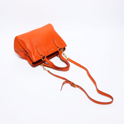 miu miu miu 2013徽标2way皮革肩带橙色WS12053