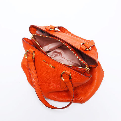 miu miu miu 2013徽标2way皮革肩带橙色WS12053