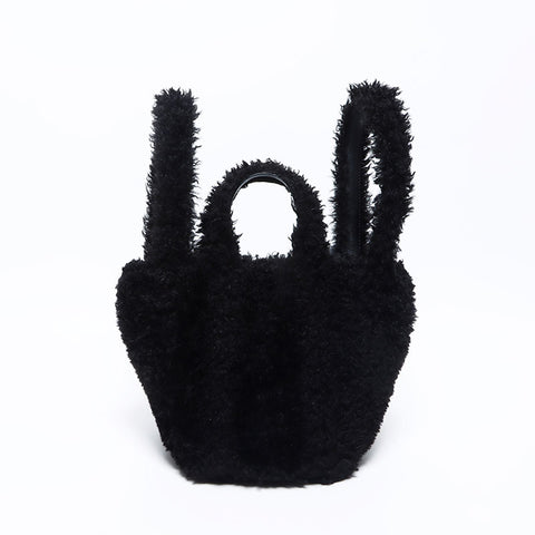 BALENCIAGA Everyday 2.0 2way Fur Boa Handbag black WS12056