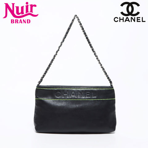 Chanel Chanel徽标LAMBSKIN第9个单位2004-2005链链黑色WS12065
