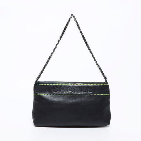 Chanel Chanel徽标LAMBSKIN第9个单位2004-2005链链黑色WS12065
