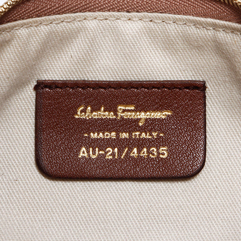 Salvatore Ferragamo徽标Gancini皮革手袋米色WS12066