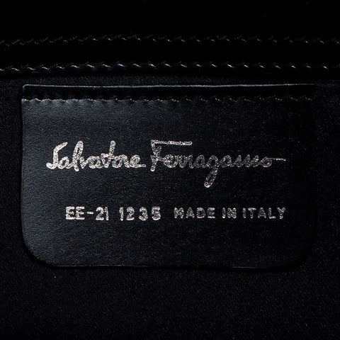 Salvatore Ferragamo徽标Gancini皮革手提包黑色WS12067
