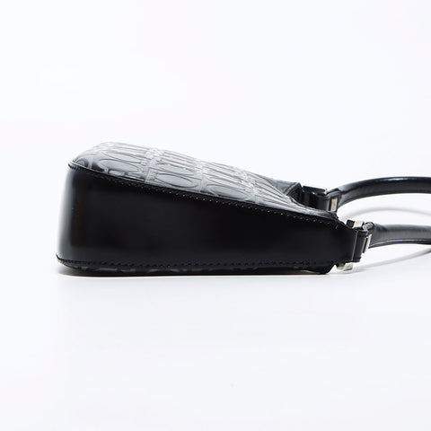 Salvatore Ferragamo徽标Gancini皮革手提包黑色WS12067