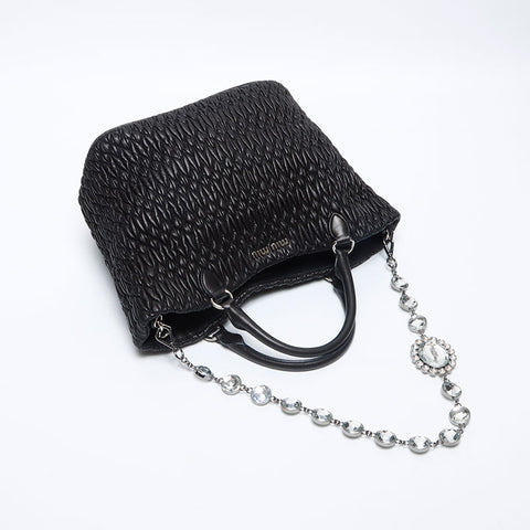 Miu Miu Nappa Kristall Umhängetasche schwarz WS12069
