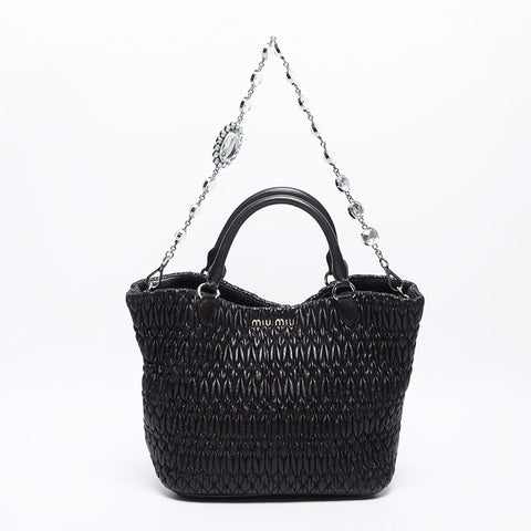 Miu Miu Nappa Kristall Umhängetasche schwarz WS12069