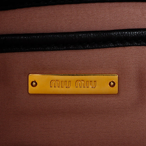 Miu Miu Miu Matterasse Leather Logo Handbag Black WS12070
