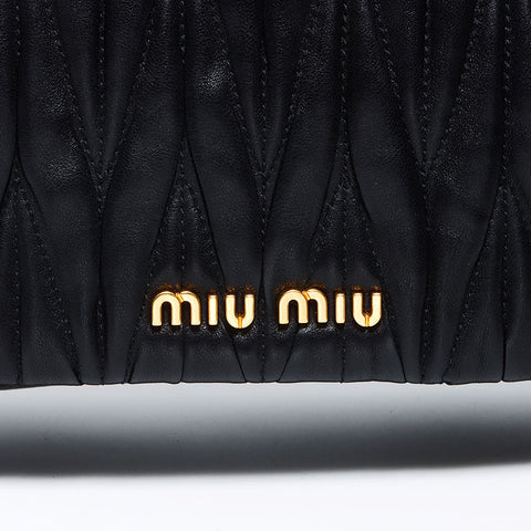 Miu Miu Miu Matterasse Leather Logo Handbag Black WS12070