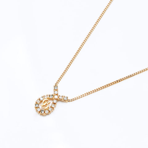 Christian Dior Logo Rhingestone Collier Gold WS12074