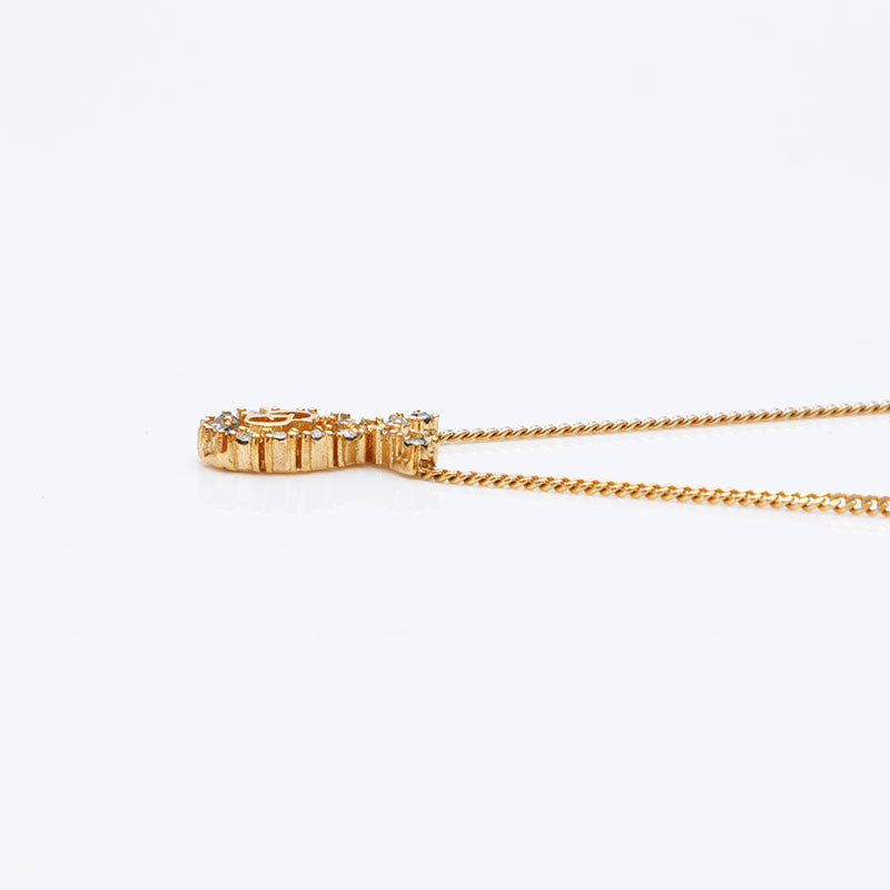 Christian Dior Logo Rhinestone Necklace Gold WS12074 – NUIR