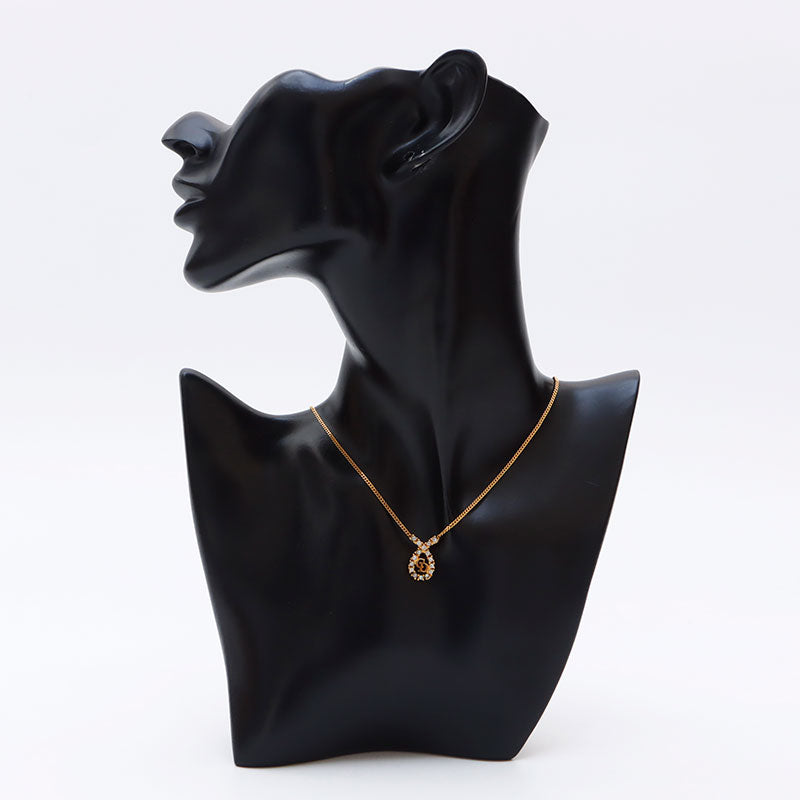 Christian Dior Logo Rhinestone Necklace Gold WS12074 – NUIR