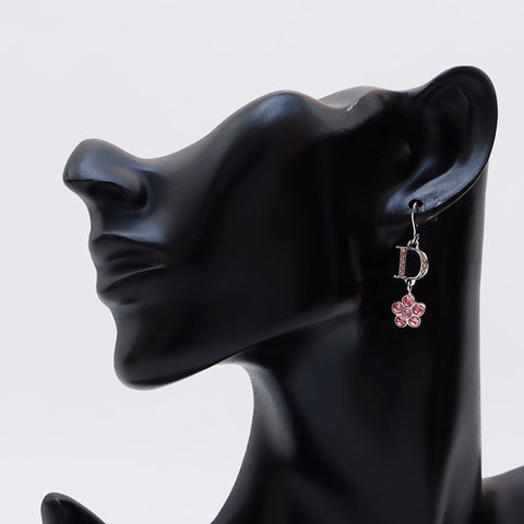 Christian Dior Logo Flower Rougettes d'oreilles Silver WS12078