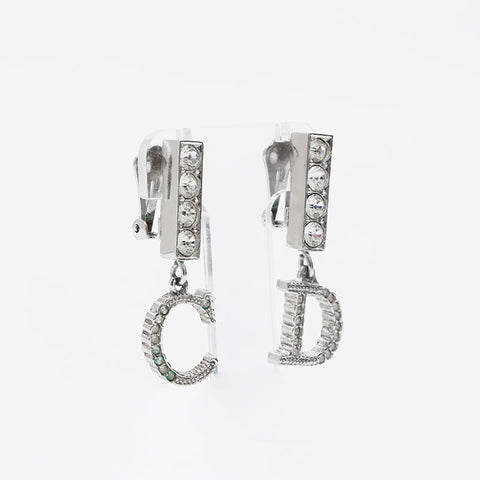 Christian Dior Logo Rumestone Oreing Boucles Silver WS12080