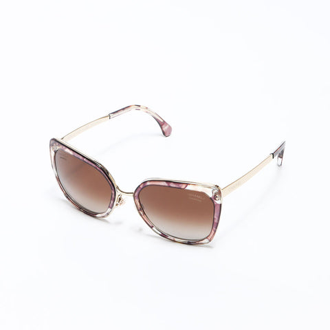 香奈儿香奈儿徽标太阳镜棕色WS12083