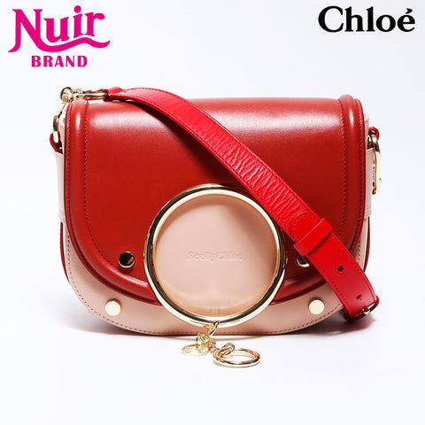 Chloe Mara皮革小肩带粉红色X红色WS12089